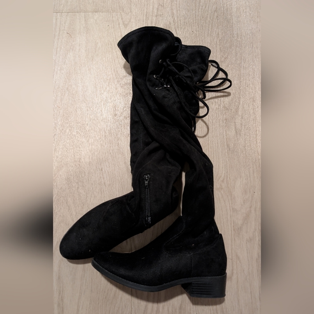 Knee High Black Suede Boots